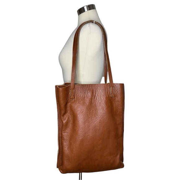 Zara Handbags - ZARA WOMEN Cognac Leather Shopper Tote Bag